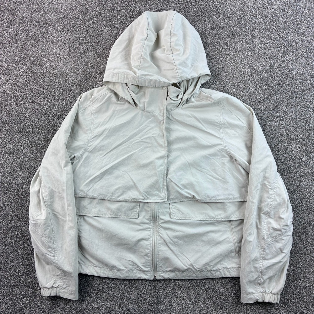 Lululemon Always Effortless Jacket Women's 10 Bone Nylon Hooded Full Zip LW4BW8S